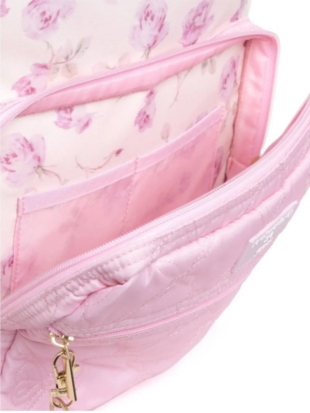 LoveShackFancy Pink and Cream Floral Kids Backpack